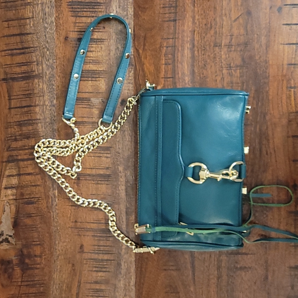 Rebecca Minkoff "Mini MAC" Crossbody Bag, Teal with Gold harware